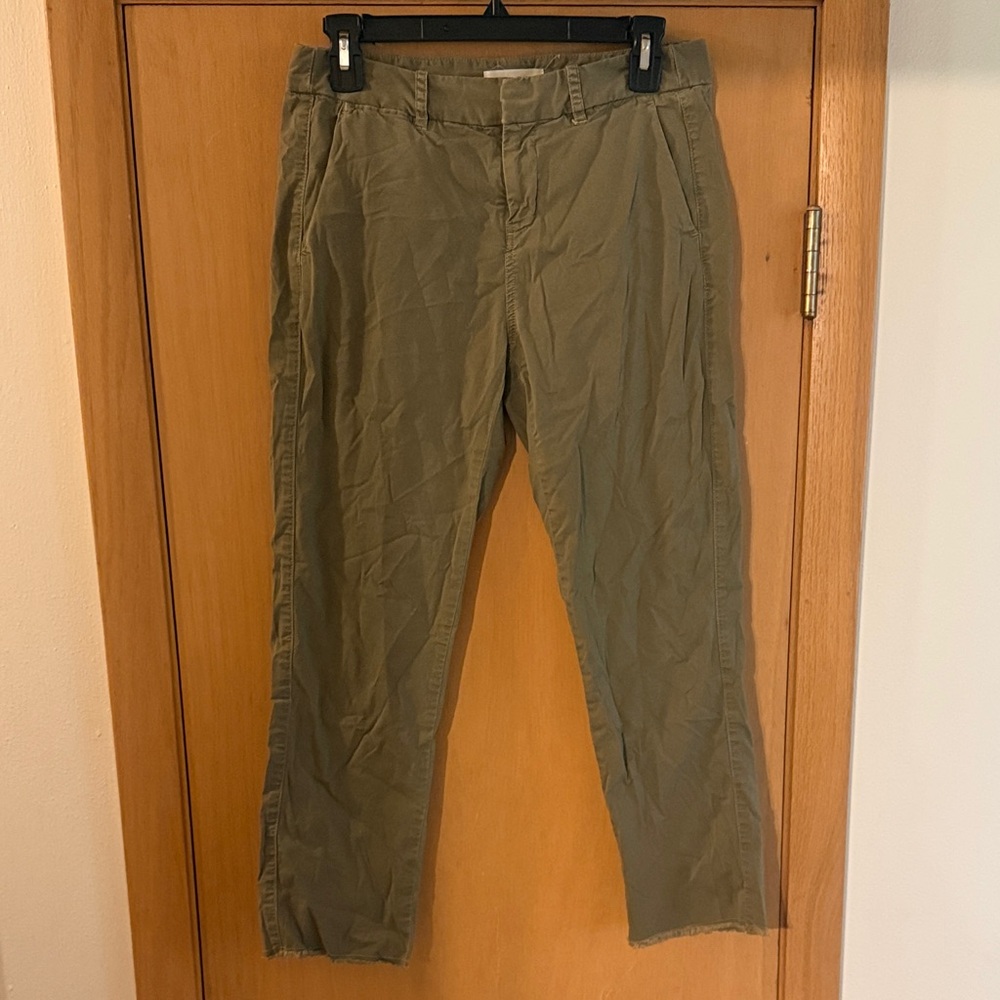 Nili Lotan Women’s Cropped Chino Utility Pants Cotton Army Green Size 2